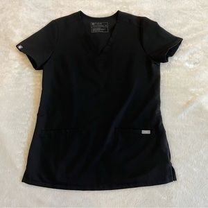 XS Figs black 1 pocket scrub top